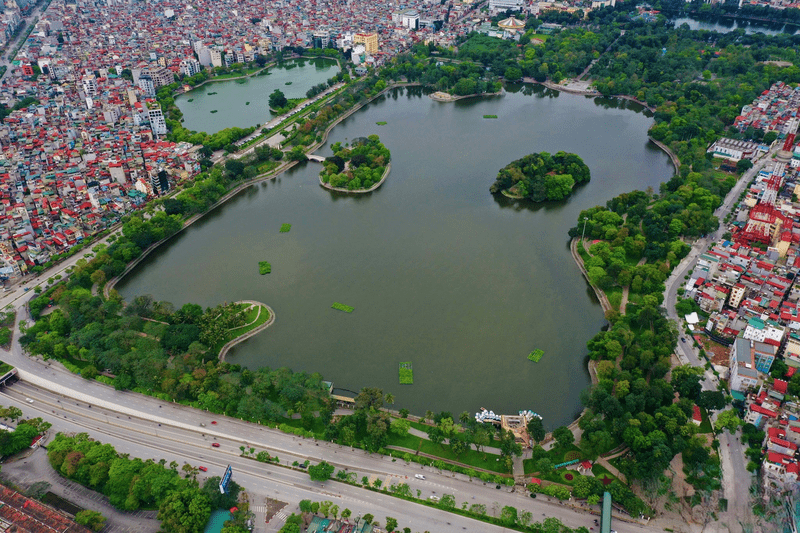 A Peaceful Lake with a Small Island