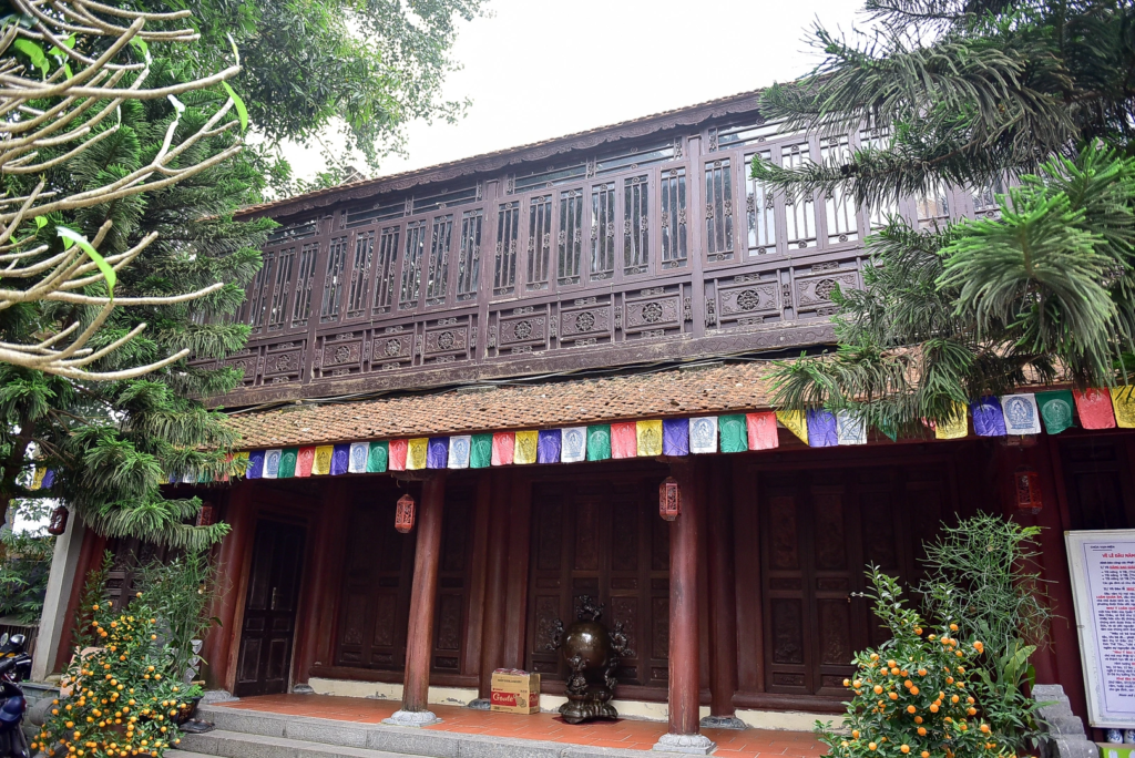 Primarily constructed from wood, this feature remains a significant highlight of the pagoda