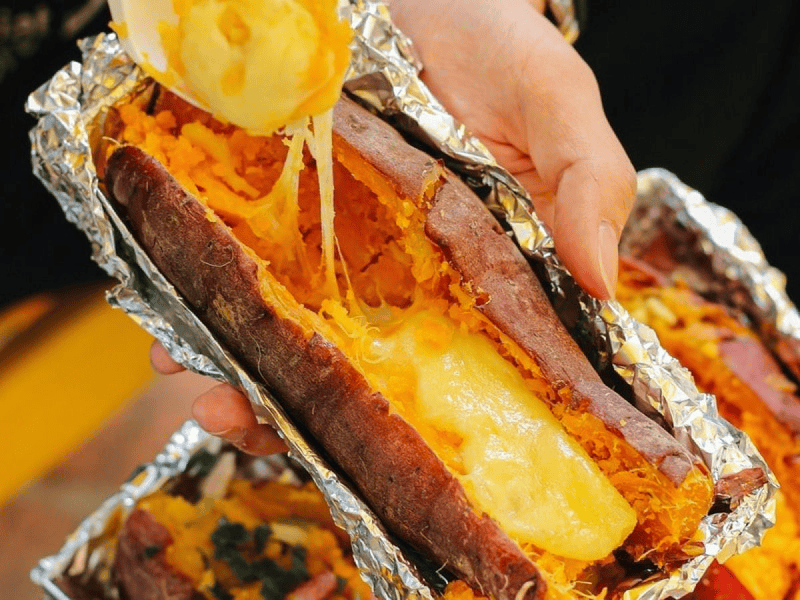 Grilled Sweet Potato And Corn (Khoai, bap nuong)