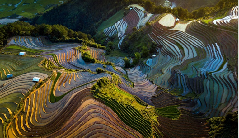The terraces are full of water in May and June, which makes Mu Cang Chai look like beautiful mirrors.