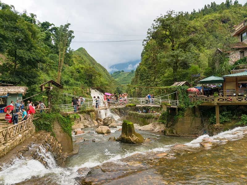 Ancient wooden houses and miniature landscapes in the village
