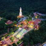 The whole scene of ho quoc temple is rich and vibrant