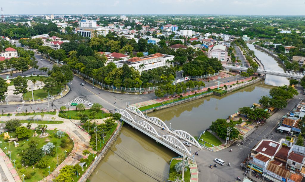 The new bridge in Tay Ninh looks both familiar and modern from a drone's perspective