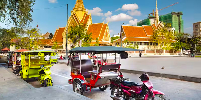 Tuk tuks in Cambodia