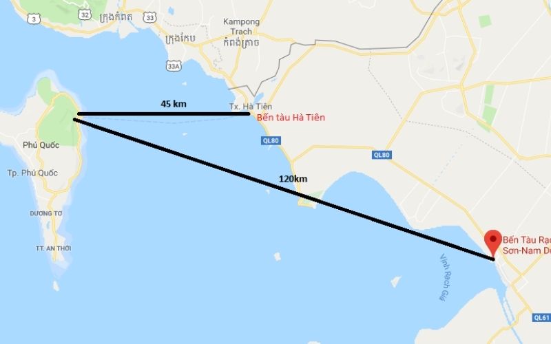 How far is it from Phu Quoc to Mekong Delta?
