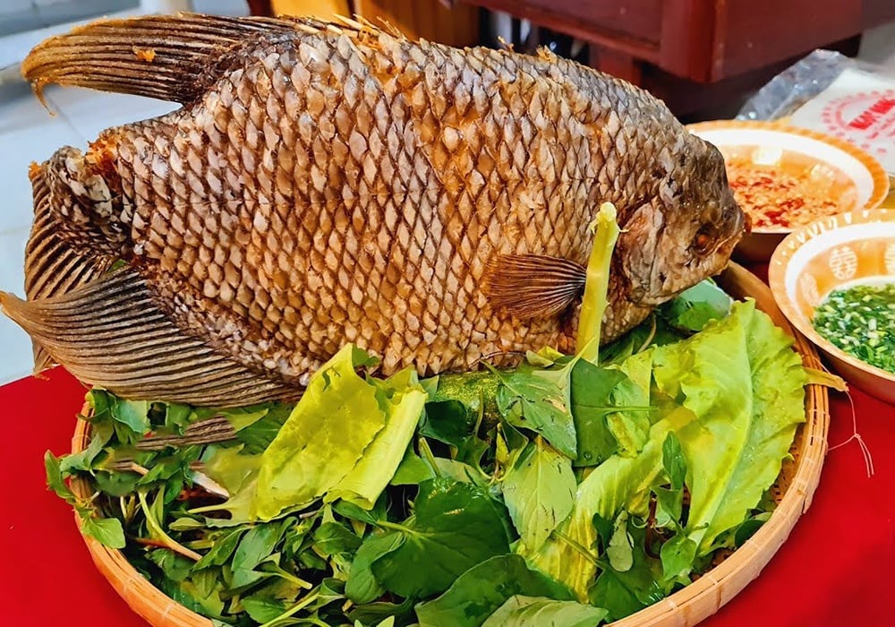 Elephant Ear Fish (wrapped in rice paper with fresh herbs)