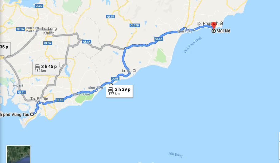 The journey from Mui Ne to Vung Tau covers a distance of approximately 170 to 180 kilometers
