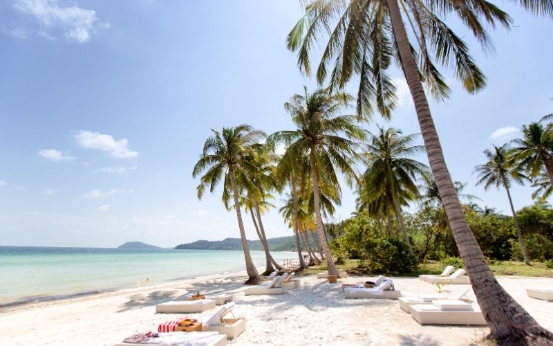 Phu Quoc is known for its beachfront resorts, peaceful atmosphere, and slower pace compared to Vietnam’s larger coastal cities