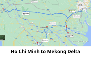The Ho Chi Minh to Mekong Delta distance ranges from approximately 70 to 250 km