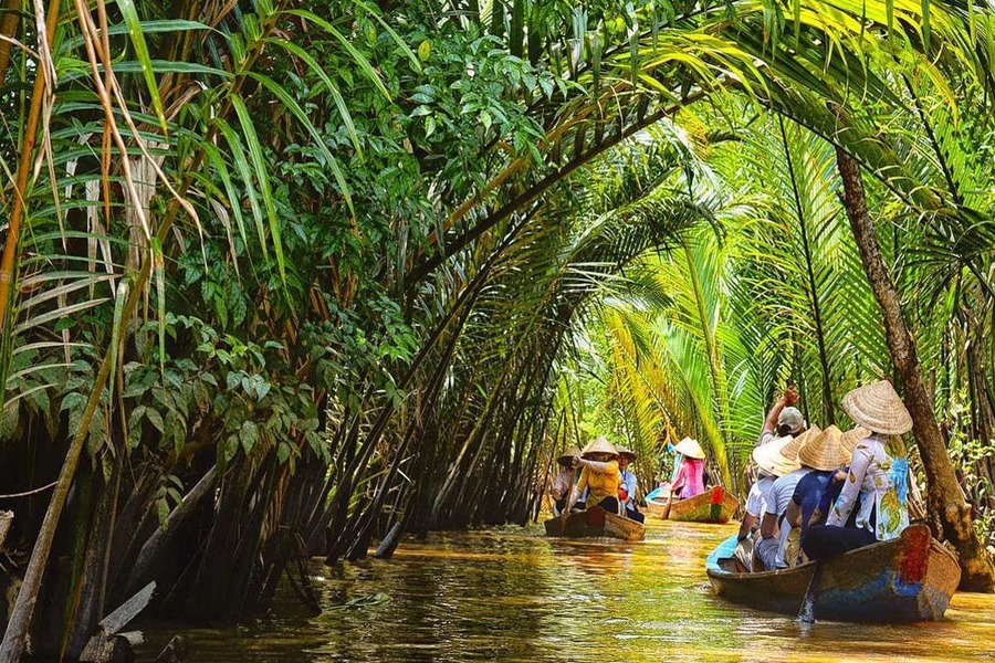 Board a boat and explore the lush riverways of My Tho and Ben Tre