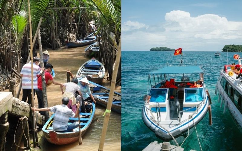 Mekong Delta and Phu Quoc combine local culture, river life, beaches, and island relaxation